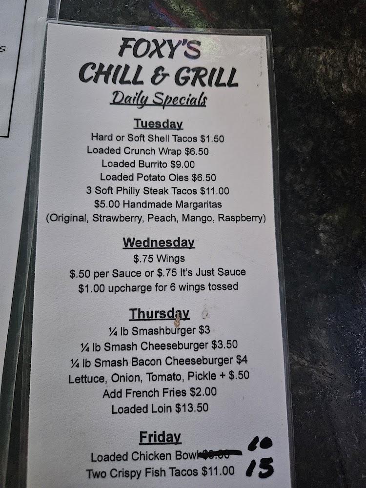 Foxy's Chill and Grill Menu image 1